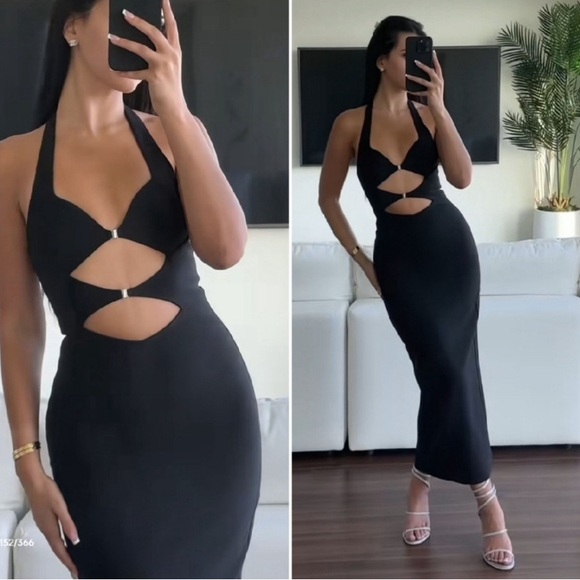 BLOGGERS FAV ZARA NEW CUT OUT BUCKLED HALTER DRESS - Picture 8 of 17